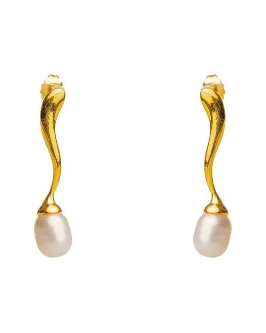 Ebru Jewelry Metallic Pearl Collection 0.35Mm Pearl Drop Down Earrings