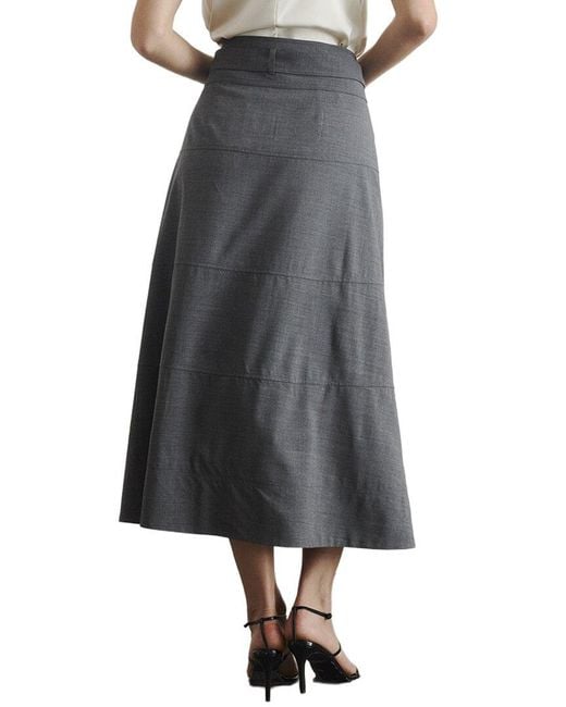 Tanya Taylor Gray Hudson Wool-Blend Skirt