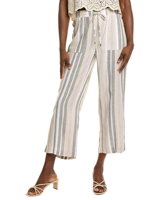 Ellen Tracy Natural Linen-Blend Pant