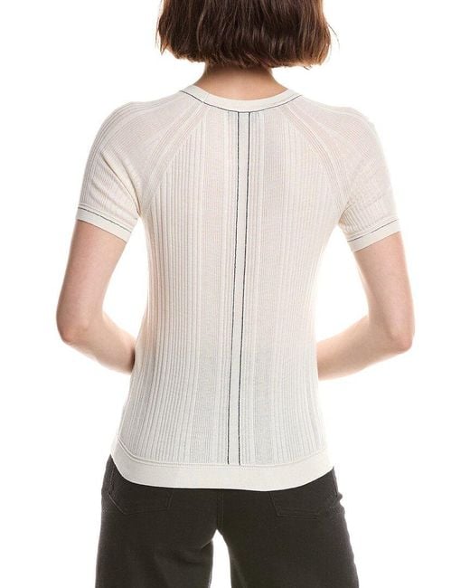 Rag & Bone White Teresa Silk-Blend Rib Top