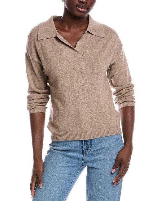 SCOTT & SCOTT LONDON Blue Cashmere Polo Sweater