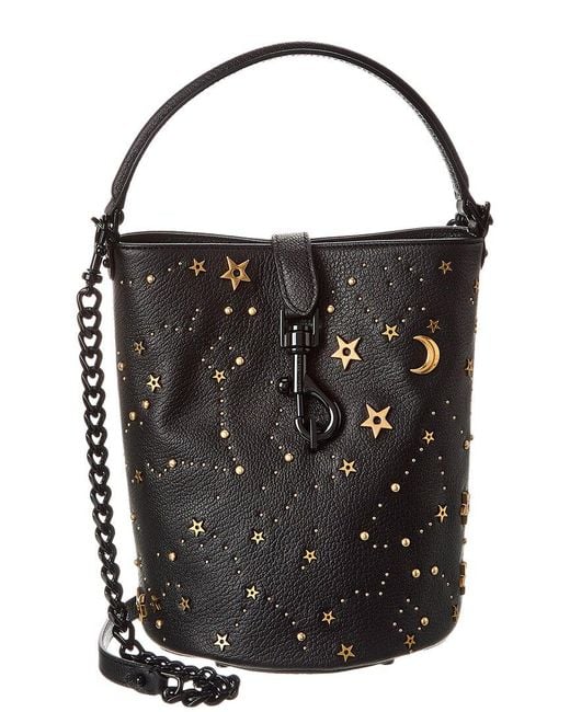 Rebecca Minkoff Black Edie Top Handle Leather Bucket Bag