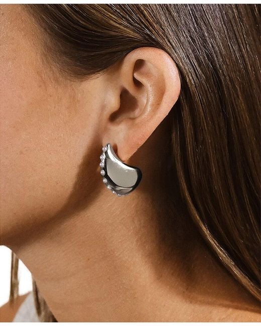 Sterling Forever White Raze Studded Drop Stud Earrings