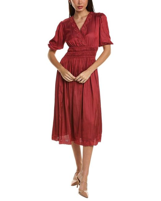 Tahari Red The Amy Midi Dress