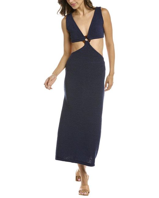 Cult Gaia Cotton Bank Midi Dress in Blue Lyst