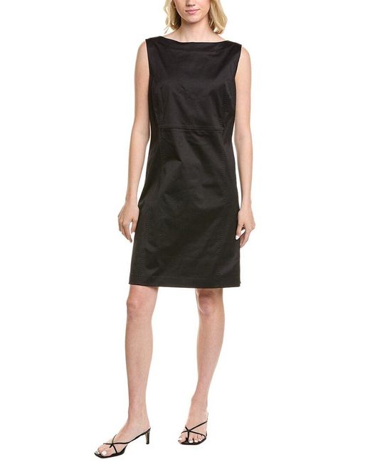 Lafayette 148 New York Black Sheath Bateau Neck Dress