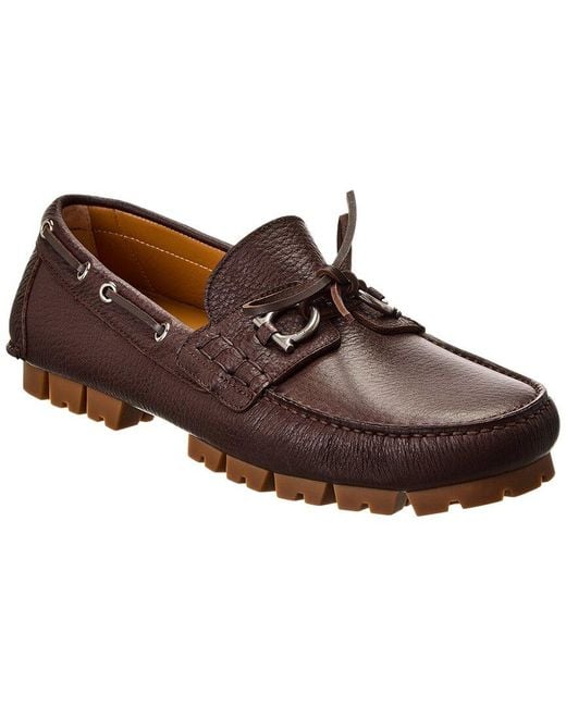 Ferragamo Brown Giosue Leather Loafer for men