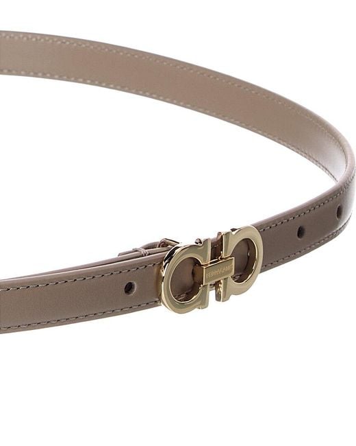 Ferragamo White Gancini Leather Belt