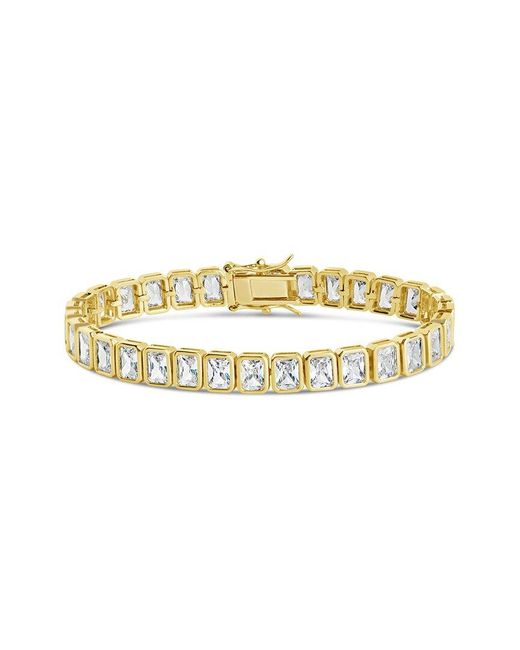 Sterling Forever Metallic 14K Plated Cz Roxie Bezel Tennis Bracelet