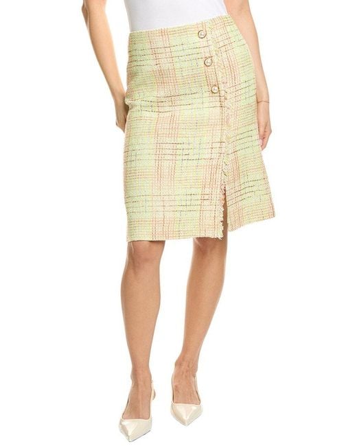 St. John Yellow Soft Prince Of Wales Plaid Pencil Skirt