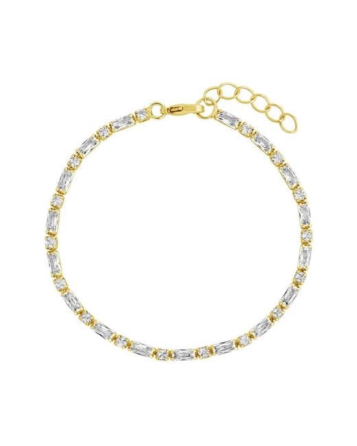 Sterling Forever Metallic 14K Cz Georgia Tennis Bracelet