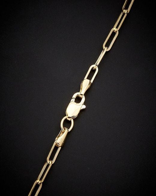 Italian Gold Black 14k Polished Paperclip Chain Necklace