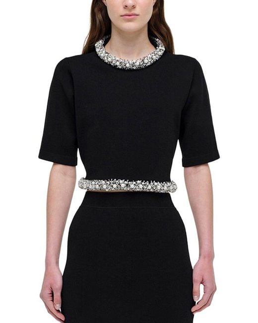 Jonathan Simkhai Black Ozelle Crewneck Top
