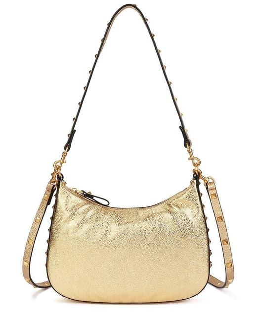 Tiffany & Fred Paris Metallic Top-grain Leather Studded Crossbody