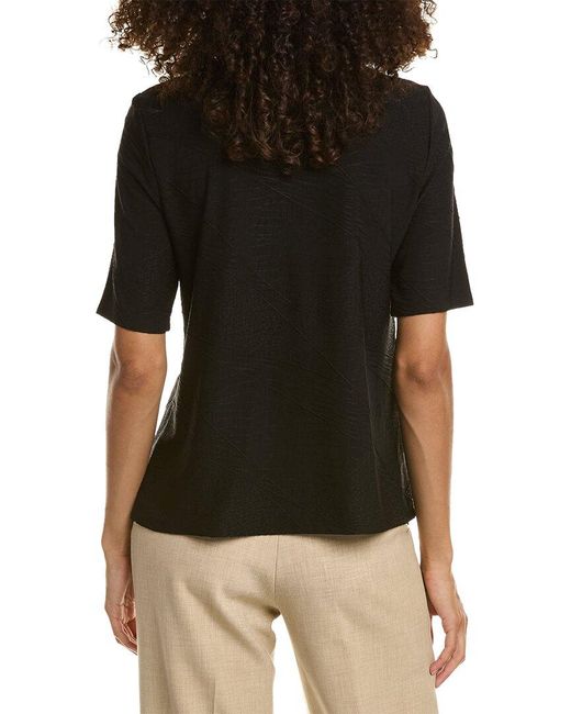 Anne Klein Black Shirred T-shirt