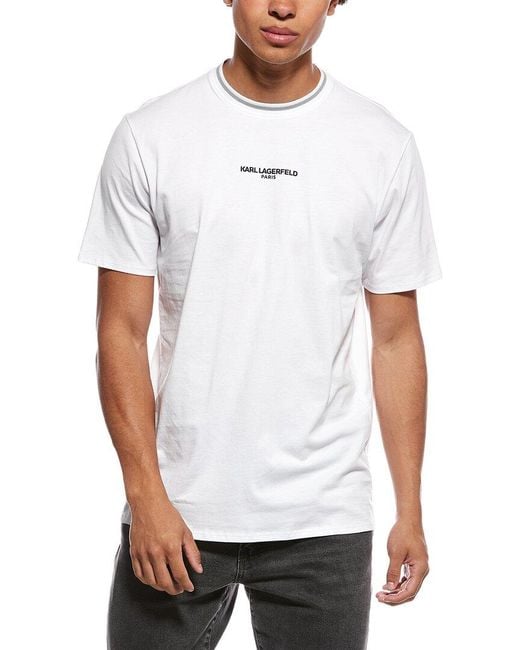 Karl Lagerfeld White Small Logo T-Shirt for men