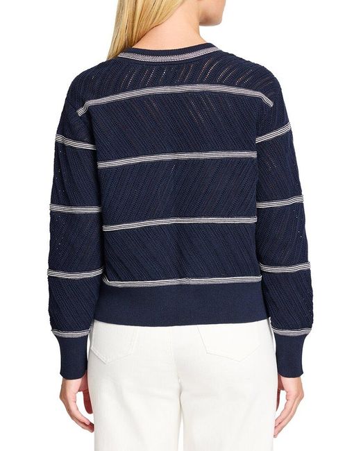 NIC+ZOE Blue Pointelle Stripe Sweater