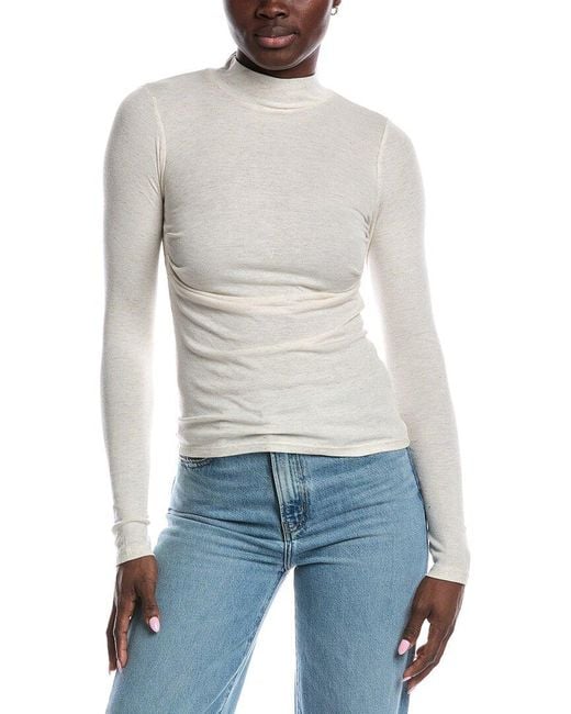 Project Social T White Belle Baby Rib Mock Neck Top