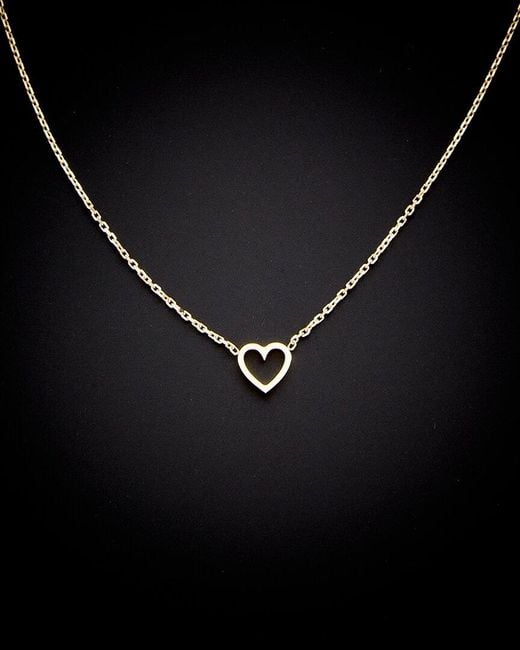 Italian Gold Black 14k Petite Heart Necklace