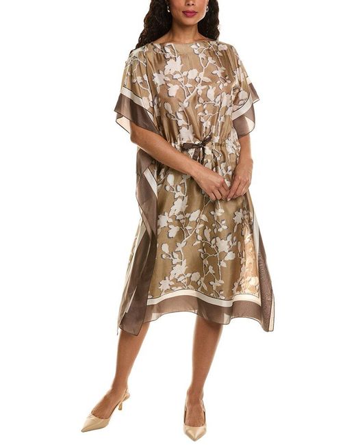 Brunello Cucinelli Natural Silk Caftan Dress