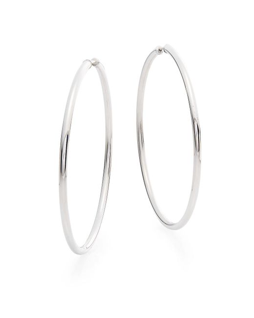Saks Fifth Avenue Metallic Saks Fifth Avenue Sterling Hoop Earrings/2.25"