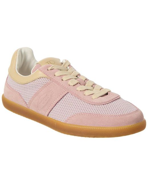 Tod's Pink Cassetta Suede & Mesh Sneaker