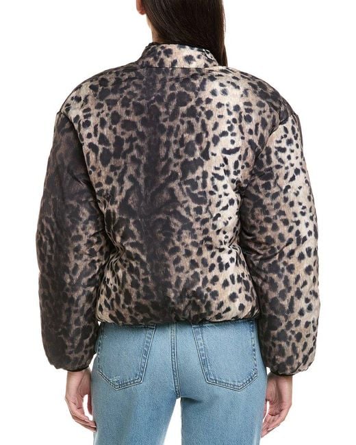 Apparis Black Leni Leopard Padded Bomber