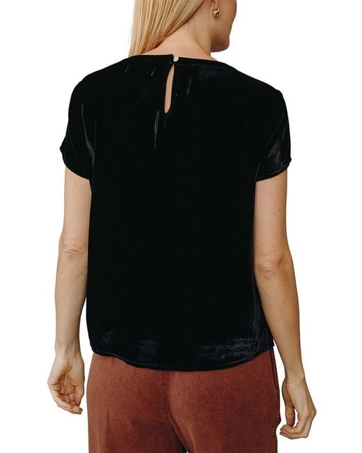 Bella Dahl Black Silk-Blend Crew T-Shirt