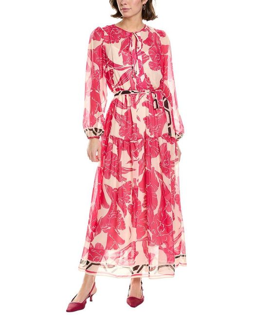 Julia Jordan Red Printed Chiffon Maxi Dress