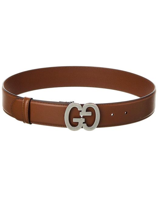 Gucci Brown GG Buckle Wide Leather Belt for men