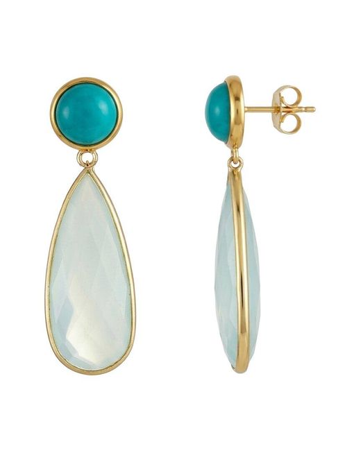 Liv Oliver White 18K Plated 38.20 Ct. Tw. Chalcedony Earrings