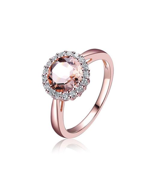 Rachel Glauber White 14k Rose Gold Vermeil Cz Halo Ring