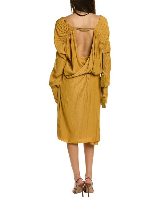 Lanvin Yellow Twisted Midi Dress