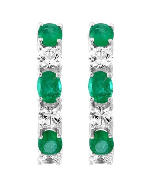 Effy Fine Jewelry Green 14K 1.54 Ct. Tw. Emerald, Sapphire Earrings