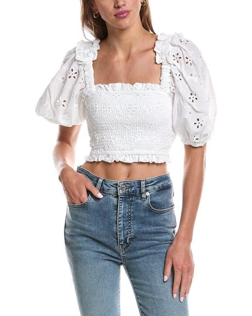 For Love & Lemons White Addison Blouse