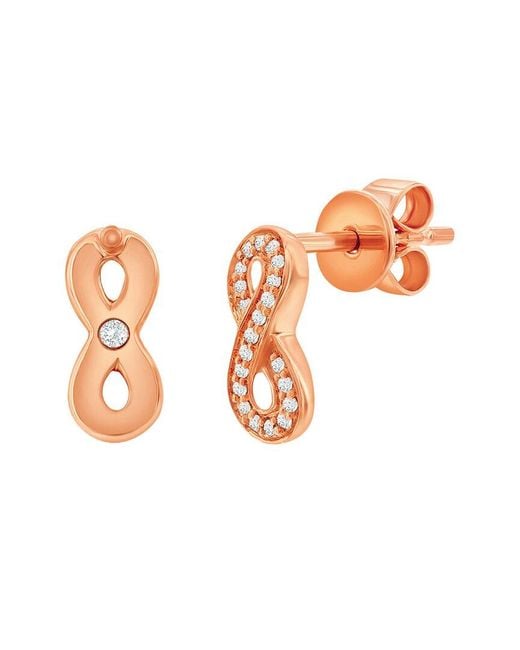 Suzy Levian Orange 14k Rose Gold 0.10 Ct. Tw. Diamond Infinity Studs