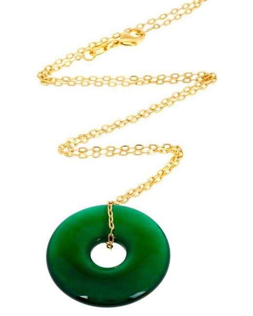 Liv Oliver 18k Plated 15.75 Ct. Tw. Green Agate Necklace
