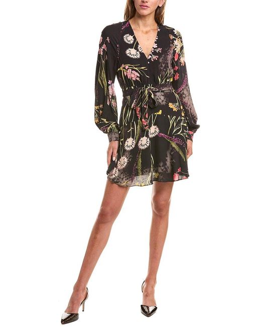 Reiss Black Kiera Floral Flippy Print Dress
