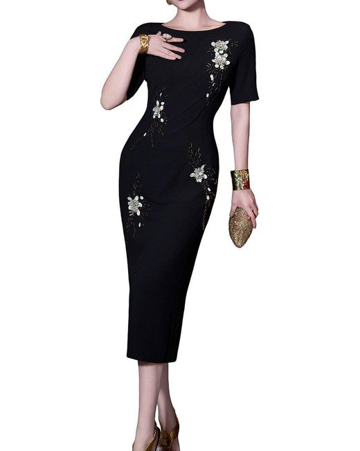 BURRYCO Black Short Sleeve Midi Dress