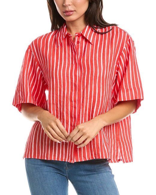 Marimekko Red Palindromi Piccolo Linen Top