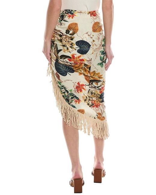 Just BEE Queen White Mallorca Linen-blend Midi Skirt
