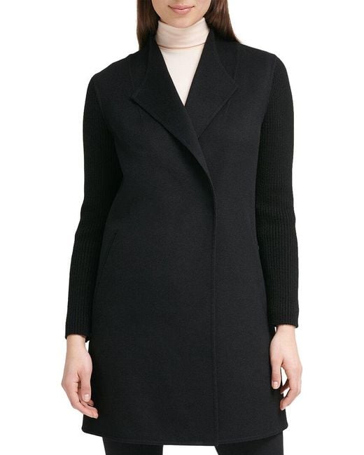 Kenneth Cole Black Double Face Wool-blend Coat