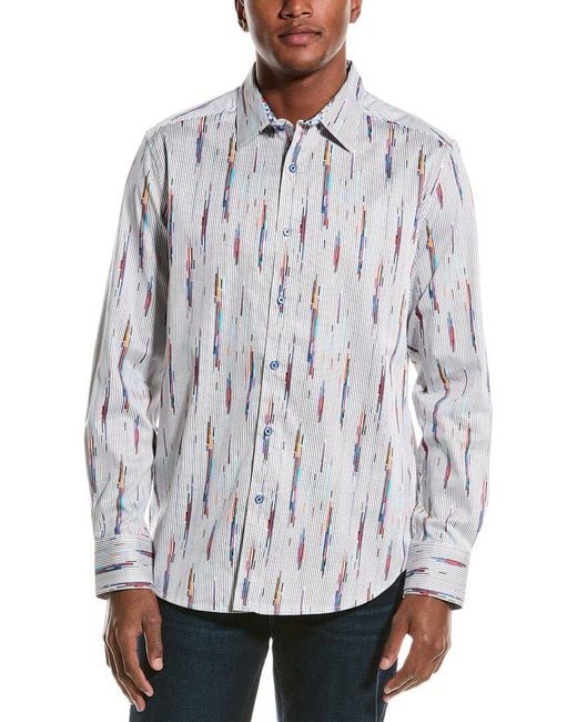 Robert Graham White Shipping Lines Classic Fit Woven Shirt for men