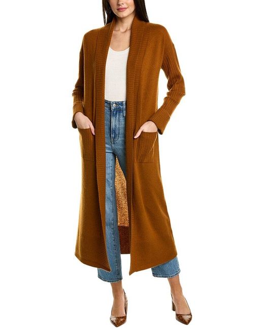 Philosophy Brown Shawl Collar Cashmere Duster