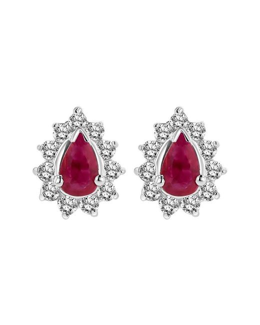 Diana M Pink Fine Jewelry 14k 0.70 Ct. Tw. Diamond & Ruby Earrings