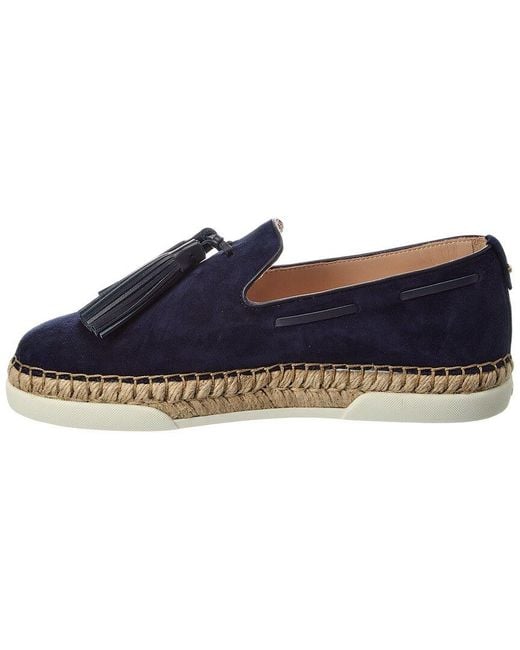Tod's Blue Gomma Suede Espadrille