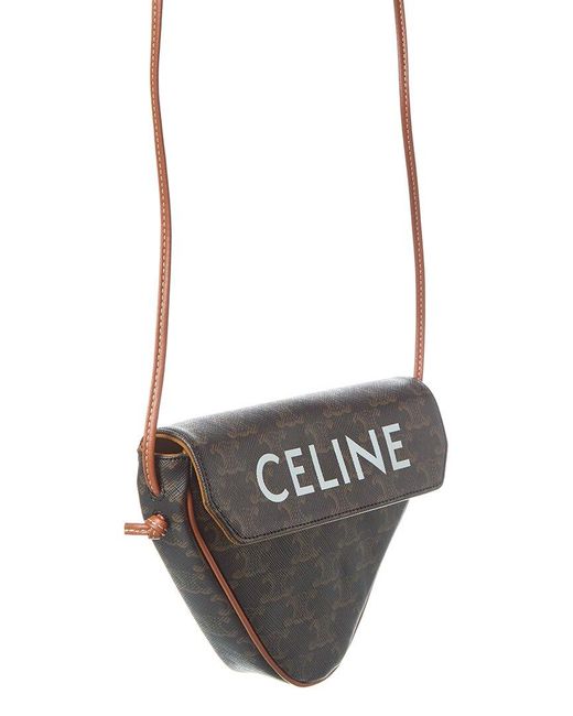 Céline Gray Triangle Triomphe Canvas Shoulder Bag