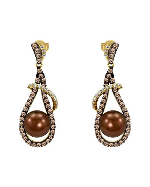 Le Vian Metallic Grand Sample Sale 14k Honey Gold 1.44 Ct. Tw. Diamond 8-9mm Pearl Earrings