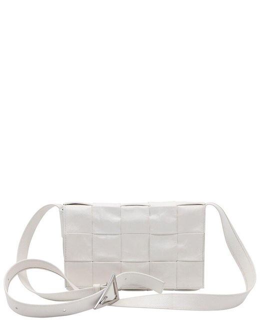 Bottega Veneta White Calfskin Leather Cassette Bag (authentic Pre-loved)