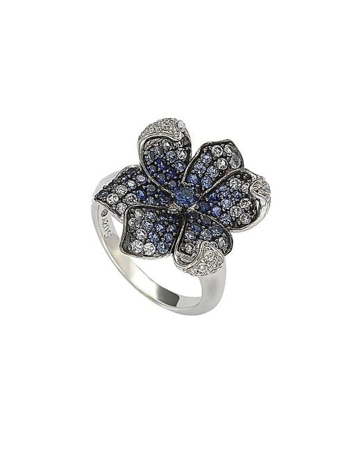 Suzy Levian Metallic 18k & Silver 1.74 Ct. Tw. Sapphire Flower Petal Ring